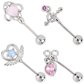 4 пары 4 стили латунные серьги с кубическим цирконием и паве для крепления на хряще, платина