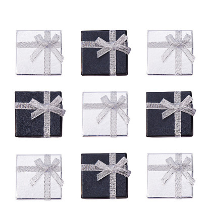 Cardboard Box Ring Boxes, with Bowknot, Square