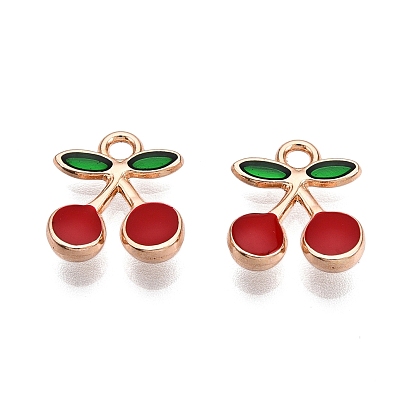 Подвески из эмали и сплава, без свинца и без кадмия, вишневое очарование, золотые