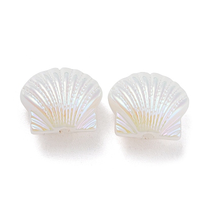 ABS Plastic Imitation Pearl Bead, Iridescent, Shell Shape