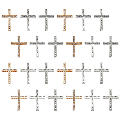 24шт 3 цветной сплав подвески со стразами, крестик