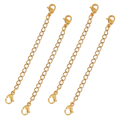304 Stainless Steel Chain Extender, with Curb Chains and Lobster Claw Clasps