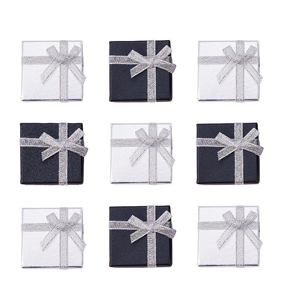 Cardboard Box Ring Boxes, with Bowknot, Square