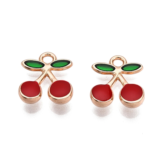 Подвески из эмали и сплава, без свинца и без кадмия, вишневое очарование, золотые