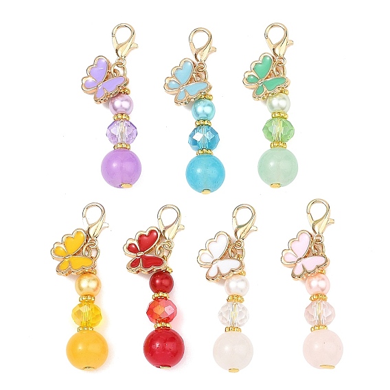 Декоративные подвески в виде бабочек из стекла и эмали из сплава, Сплав с застежками когтя омара