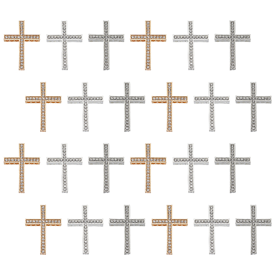 24шт 3 цветной сплав подвески со стразами, крестик