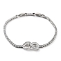 Heart Brass Micro Pave Cubic Zirconia Link Bracelets, Long-Lasting Plated