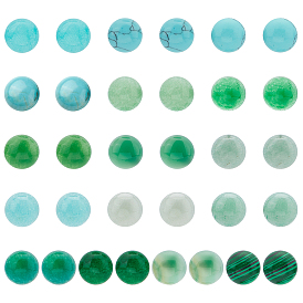 32Pcs 16 Style Natural & Synthetic Mixed Gemstone Cabochons, Half Round/Dome