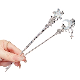 Палочки для волос из лунного камня, аксессуары для волос из сплава для женщин и девочек