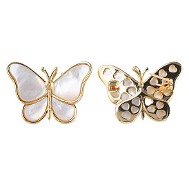 White Shell Butterfly Badge, Brass Lapel Pin for Backpack Clothes, Nickel Free