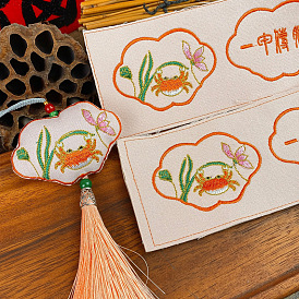 Pattern embroidered lotus crab Yijia Chuanlu sachet cloth piece all the way to Lianke diy sachet embroidery piece