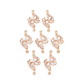 Anhänger aus Messing mit Gestellbeschichtung aus klarem Cubic Zirkonia, langlebig überzogen, cadmiumfrei und bleifrei, Blume