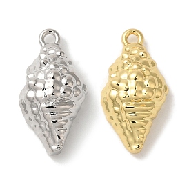 Rack Plating Brass Pendants, Cadmium Free & Lead Free, Long-Lasting Plated, Conch