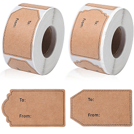 2рулоны 2стили крафт-бумага самоклеящиеся наклейки, прямоугольные