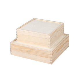 Boîtes de rangement en bois, avec couvercle, carrée