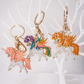 keycha animal diamond unicorn alloy key chain pendant small commodity auto accessories