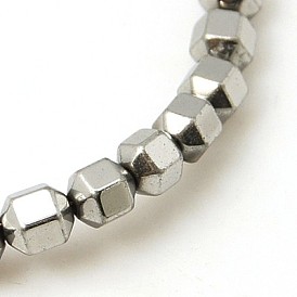 Non-magnetic Synthetic Hematite Beads Strands, Faceted, Round, 4x4mm, Hole: 1mm, about 100pcs/strand, 7.8 inch