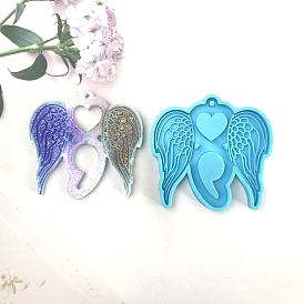 DIY Heart with Wing Pendant Silicone Molds, Resin Casting Molds, for UV Resin, Epoxy Resin Craft Making