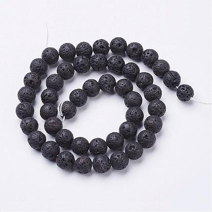 Natural Lava Rock Beads Strands, Round, 8mm, Hole: 1mm