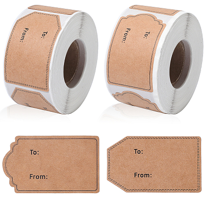 2рулоны 2стили крафт-бумага самоклеящиеся наклейки, прямоугольные