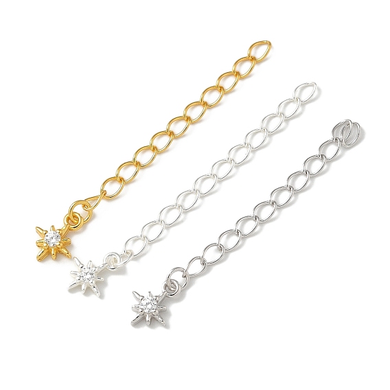 S925 удлинитель цепи из стерлингового серебра, концевые цепи, звезда