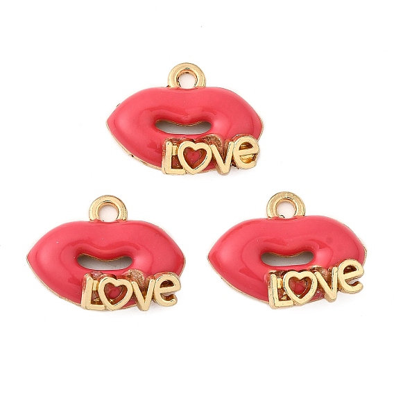 Подвески из эмали и сплава, губы со словом любовь чары, золотые