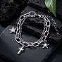 201 Colgante religioso de cruz y estrella de acero inoxidable 2 Pulseras de hilo para hombres y mujeres, libre de deslustre