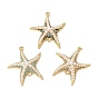 Brass Micro Pave Cubic Zirconia Connector Charms, Starfish Links, with ABS Plastic Imitation Pearl, Rack Plating, Long-Lasting Plated, Cadmium Free & Lead Free, Real 18K Gold  Plated