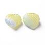 Handmade Blown Glass Globe Beads, Stripe Pattern, Heart