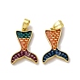 Латунь эмаль подвески, подвески в форме рыбьего хвоста русалки, реальный 18 k позолоченный