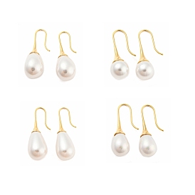 Plastic Pearl Teardrop Dangle Earrings, 304 Stainless Steel Earrings