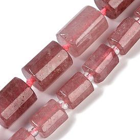 Natural Strawberry Quartz Beads Strands, Faceted, Column