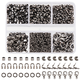 DIY Jewelry Making Finding Kits, Including Brass Crimp Beads & Wire Guardian & End Bead Tips & Crimp Beads Covers, Zinc Alloy Lobster Claw Clasps, Iron Open Jump Rings