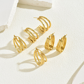 Тройные серьги-кольца из нержавеющей стали в форме буквы С