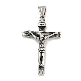 316 Surgical Stainless Steel Pendants, Crucifix Cross Charm