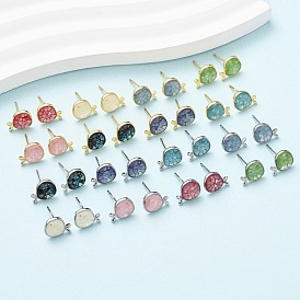 Серьги-гвоздики в виде рыбок из латуни и эмали, с ракушками и булавками из стерлингового серебра, долговечный, без кадмия, без никеля и без свинца