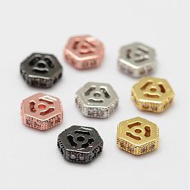 Micro en laiton pavent des perles cubes de zircone, hexagone, sans plomb et sans nickel