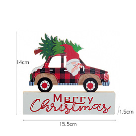 Christmas Wood Tabletop Decoration, Wooden Centerpiece Signs Table Decoration, Car with Word Merry Christmas