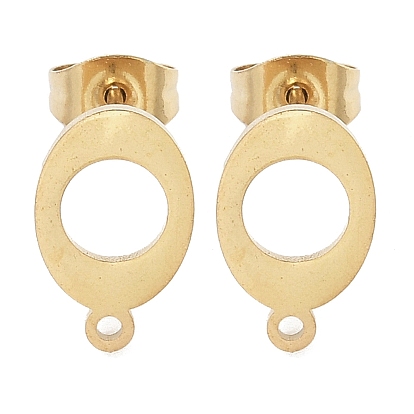 Овальное ионное покрытие (IP) 304 фурнитура для сережек-гвоздиков из нержавеющей стали, с петлей