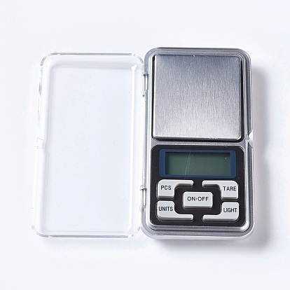 Jewelry Tool, Stainless Steel Mini Electronic Digital Pocket Scale, with Plastic, Value: 0.01g~500g, Rectangle