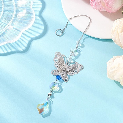 Стеклянные каплевидные подвесные ловцы солнца, Латунные подвески с кристаллами и стразами для украшения сада и огорода., фурнитура из нержавеющей стали , платина