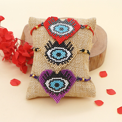 Стекло бисер ссылаются браслеты, плетеные браслеты из бисера для женщин, Сердце с глаз