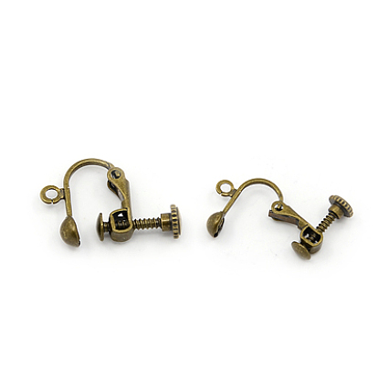 Латунные серьги с клипсами, для не проколотых ушей, 18x13x4 мм, отверстие : 1 мм