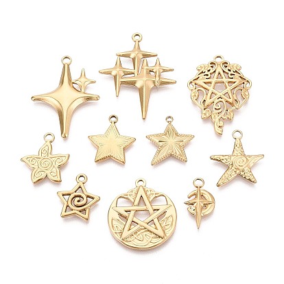 10 шт. 304 подвески из нержавеющей стали, звезды прелести