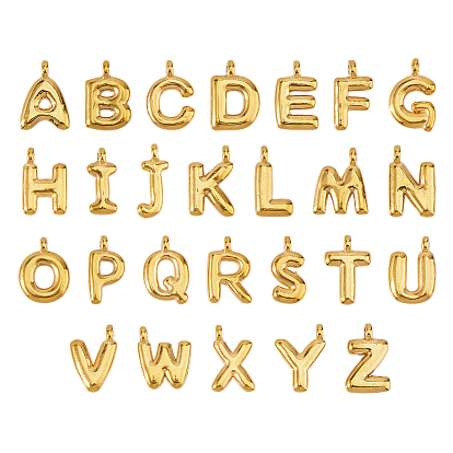 26Pcs 304 Stainless Steel Pendants, Letter Charm, Letter A~Z