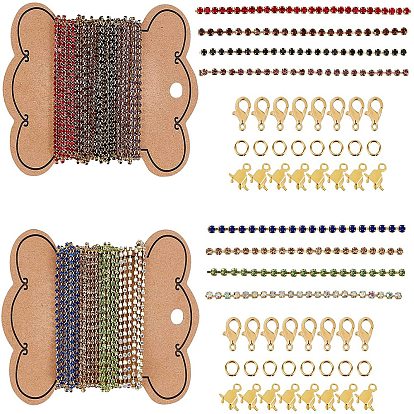 Набор для самостоятельного изготовления ювелирных изделий, в том числе цепочки из латуни со стразами и стразами, Цепочки со стразами в форме чашки , эко-латунные прыжковые кольца, Карабин-лобстер из цинкового сплава, концы медной цепи
