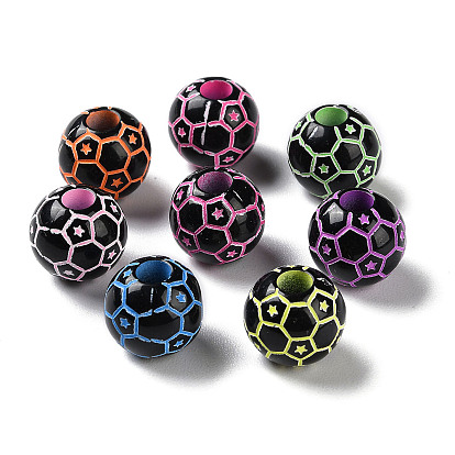 Spray Printed Opaque Acrylic Beads, Round
