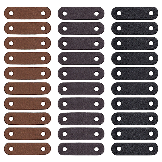 30Pcs 3 Colors Imitation Leather Strap Connector, Oval