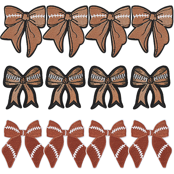 12 шт. 3 стили компьютерная вышивка нейлоновые тканевые заплатки, нашивка с бантом для регби