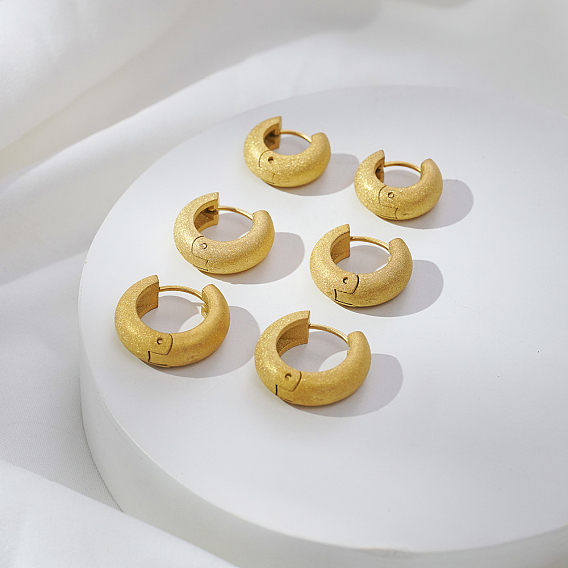 Pendientes de aro redondos de acero inoxidable mate esmerilado para mujer